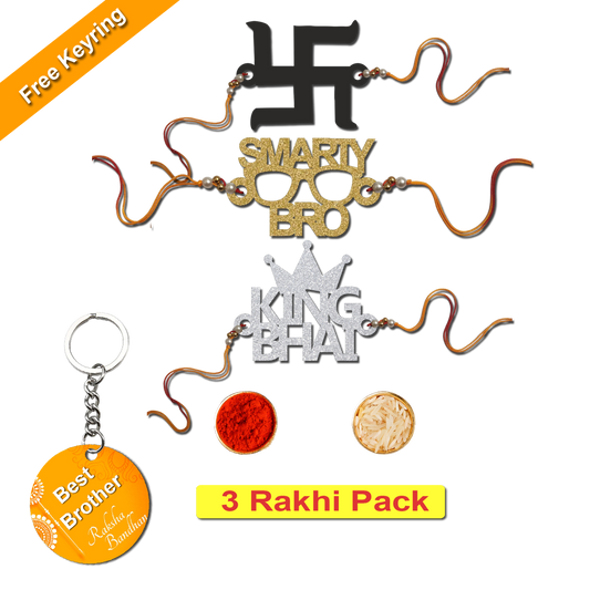 Combo Rakhi Set with Free Keychain for Rakshabandhan (King Bhai )