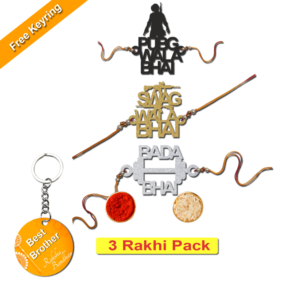 Combo Rakhi Set with Free Keychain for Rakshabandhan (Swag Wala Bhai )