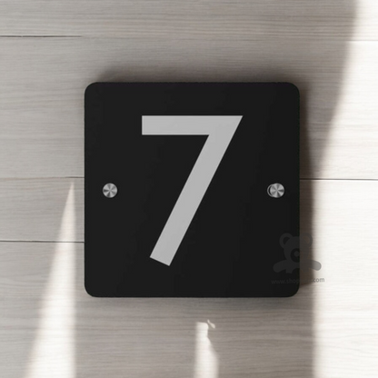 ShopTwiz Square Black Acrylic White Letter Name Plate for House and Office