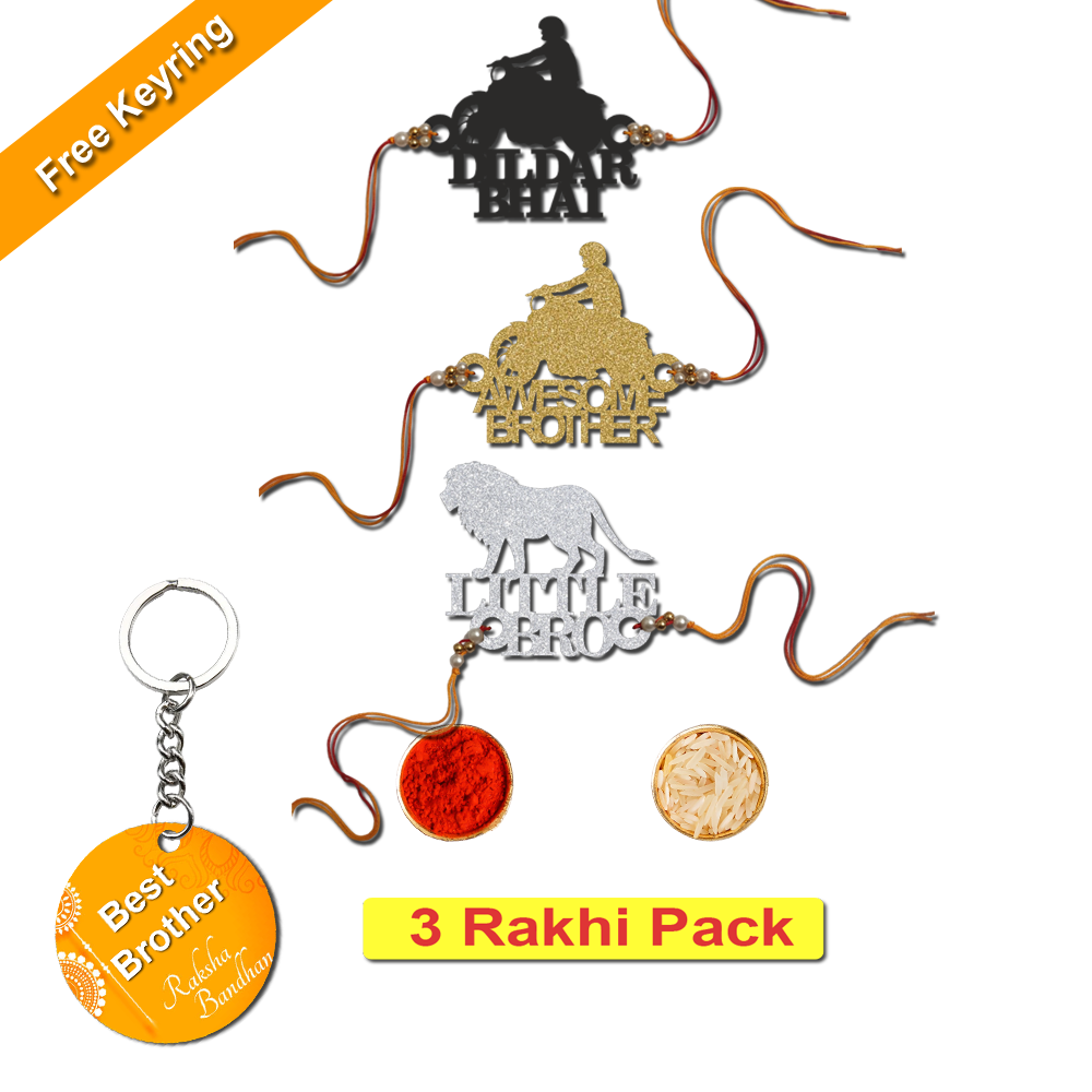 Combo Rakhi Set with Free Keychain for Rakshabandhan (Little Bro)