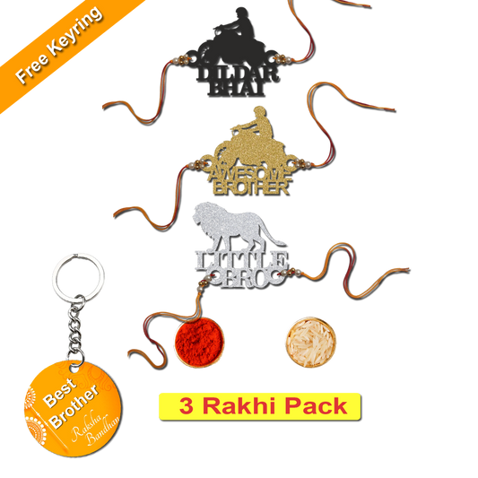 Combo Rakhi Set with Free Keychain for Rakshabandhan (Little Bro)