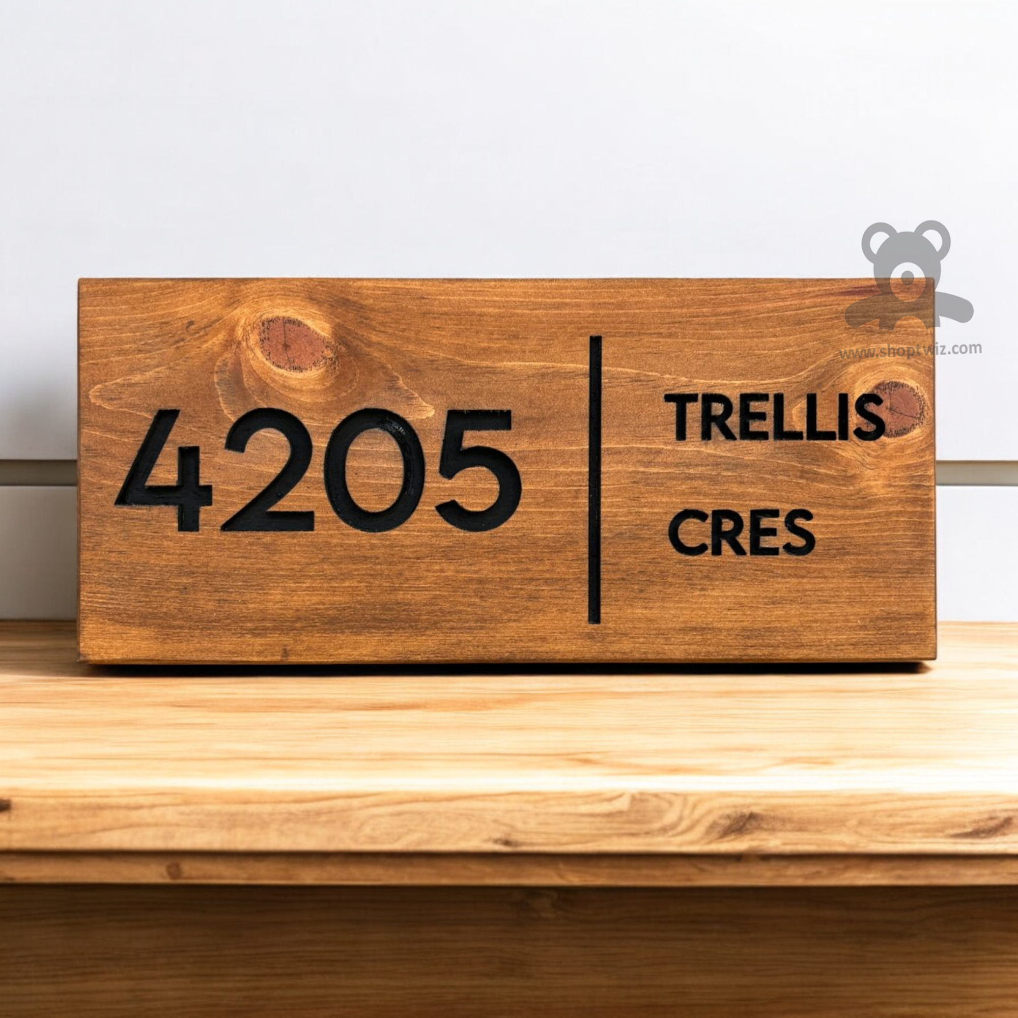 ShopTwiz Rectangle Wood Black Letter Text Name Plate for House and Off