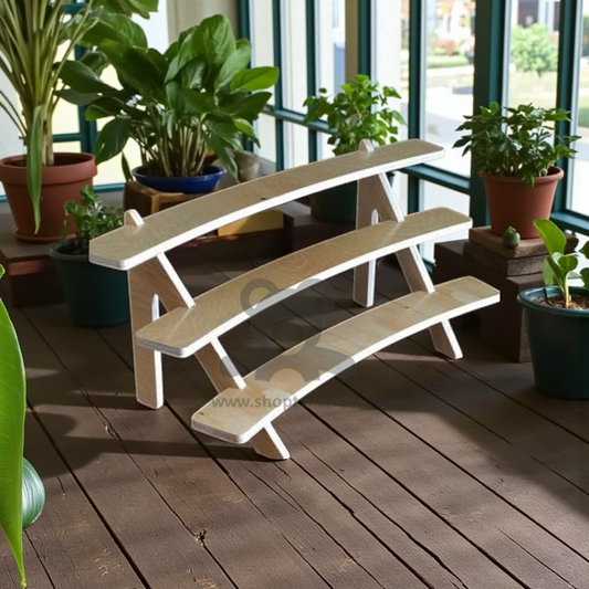ShopTwiz Wooden 3-Box Pot Stand for Garden