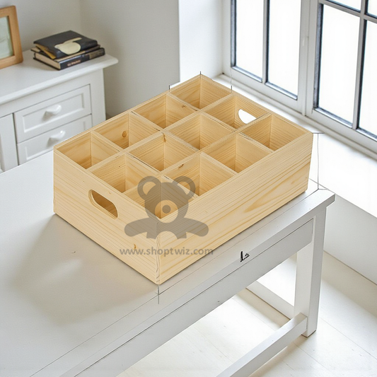 ShopTwiz Wooden Tray 12 Box Kitchen