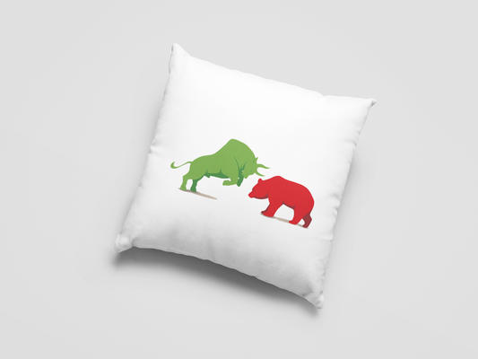 Bull And Bear  Printed Cushion