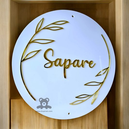 ShopTwiz Curve Rectangle White and Black Acrylic Name Plate for House and Office