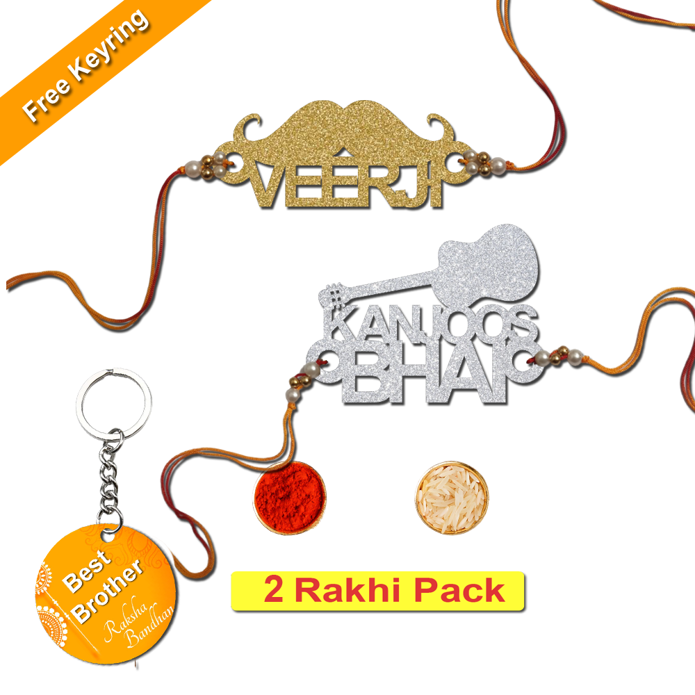 Combo Rakhi Set with Free Keychain for Rakshabandhan (Kanjoos Bro  )