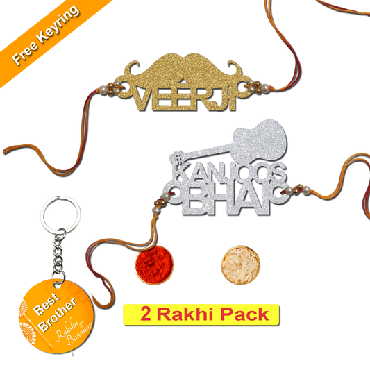 Combo Rakhi Set with Free Keychain for Rakshabandhan (Kanjoos Bro  )