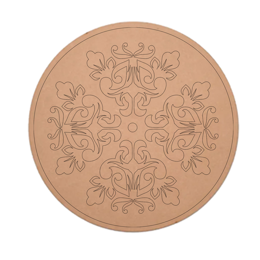 MDF Pre Marked Flower Round Design Art Awesome Cutout