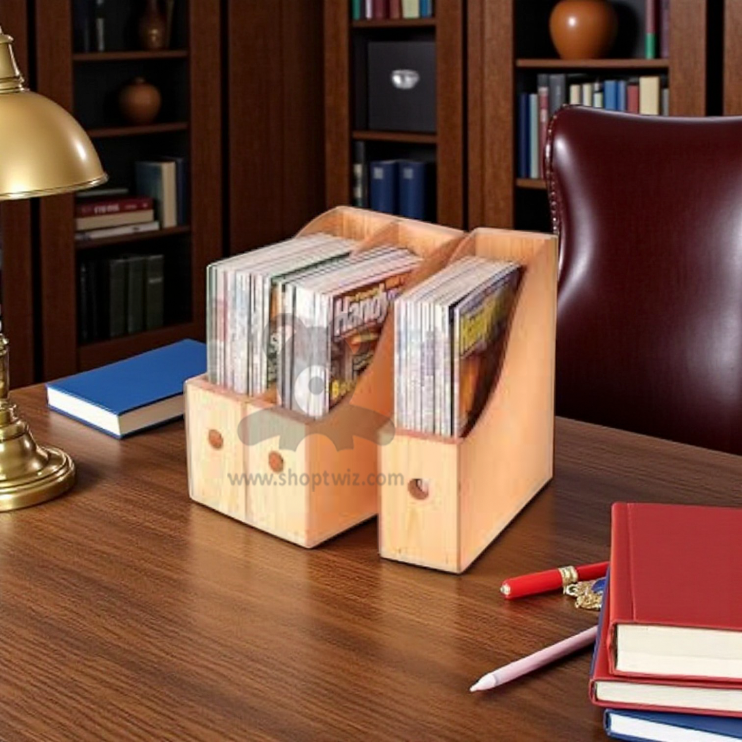 ShopTwiz Customized Wooden Magazine Holder – Personalize with Logo or Name | Elegant Corporate Gift