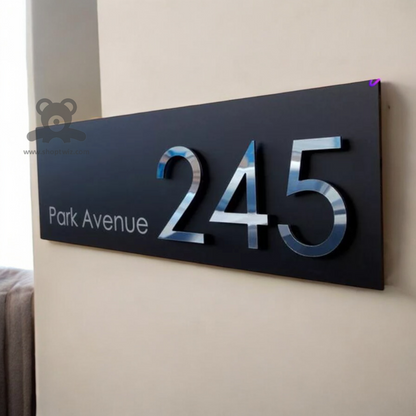 ShopTwiz Rectangle Black Acrylic Transparent Letter Name Plate for House and Office