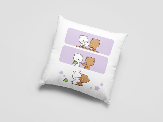 Mocha Bear Printed Cushion