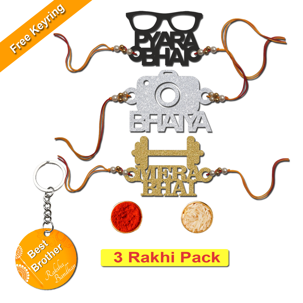 Combo Rakhi Set with Free Keychain for Rakshabandhan (Pyara Bhai )