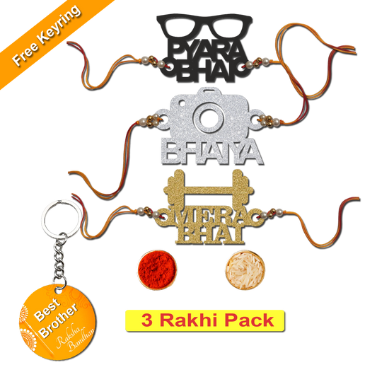 Combo Rakhi Set with Free Keychain for Rakshabandhan (Pyara Bhai )