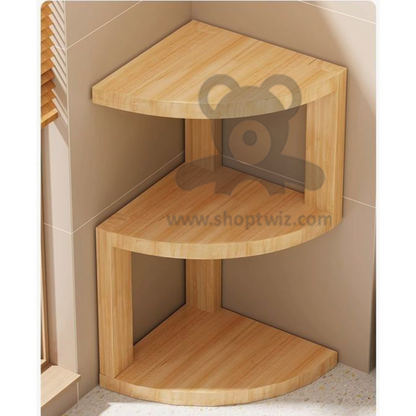 ShopTwiz Wooden Corner Stand for Books and Pots