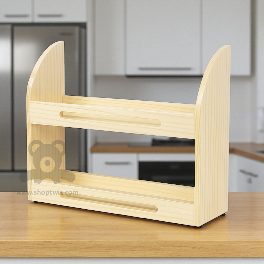 ShopTwiz Wooden Kitchen Spice Rack with 2 Levels