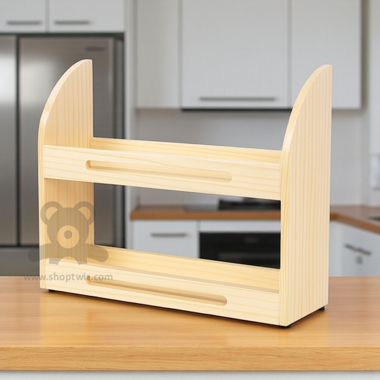 ShopTwiz Wooden Kitchen Spice Rack with 2 Levels