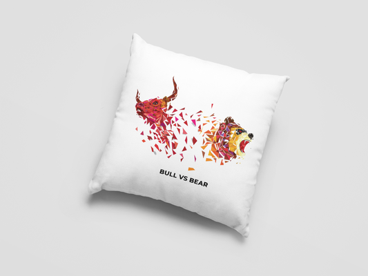 Bull And Bear  Printed Cushion