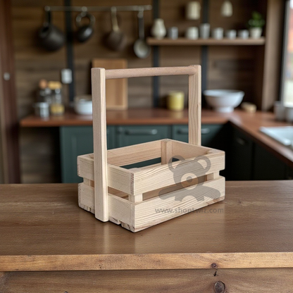 ShopTwiz Wooden Basket with Handle – Basket for Gift