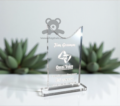 ShopTwiz Customized Acrylic Award Trophy – Personalized Logo & Name Corporate Gift