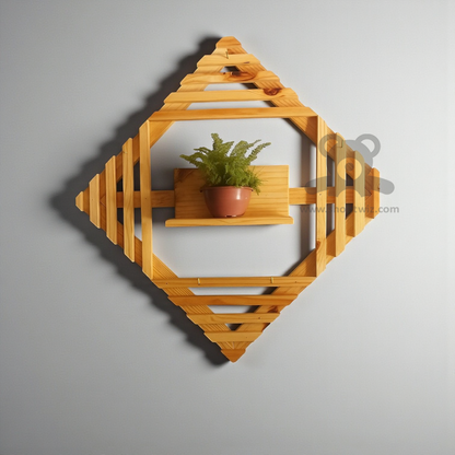 ShopTwiz Wooden Square Design Wall Pot Stand