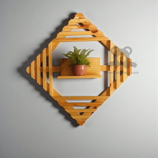 ShopTwiz Wooden Square Design Wall Pot Stand