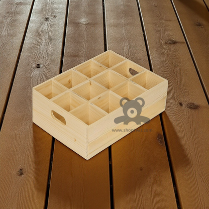 ShopTwiz Wooden Storage Organizer Box with 12 Compartments | Multipurpose Partition Case