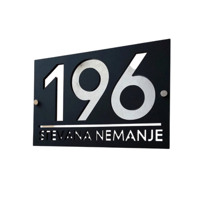 ShopTwiz Black Design White Transparent Letter Name Plate for House and Office