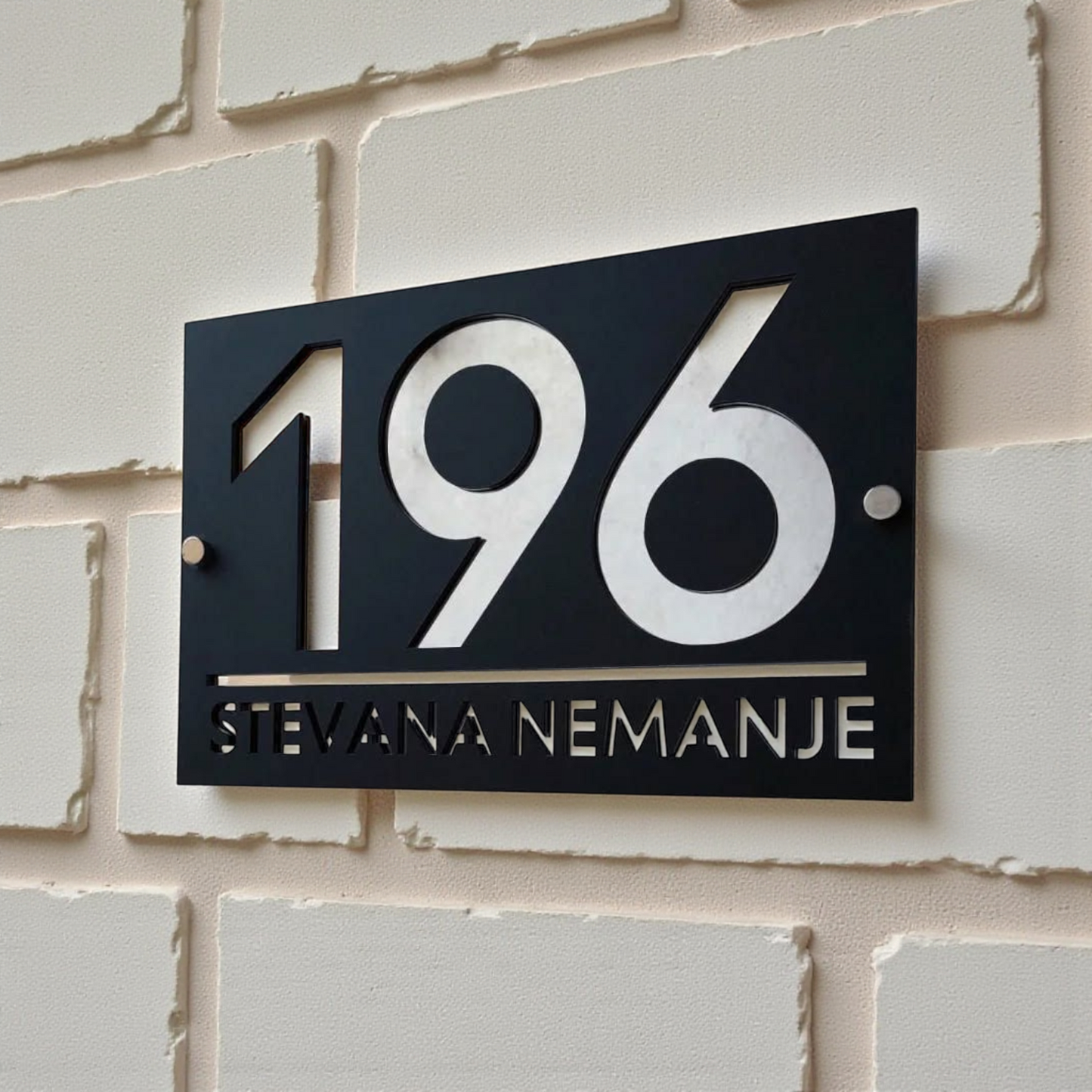 ShopTwiz Black Design White Transparent Letter Name Plate for House and Office