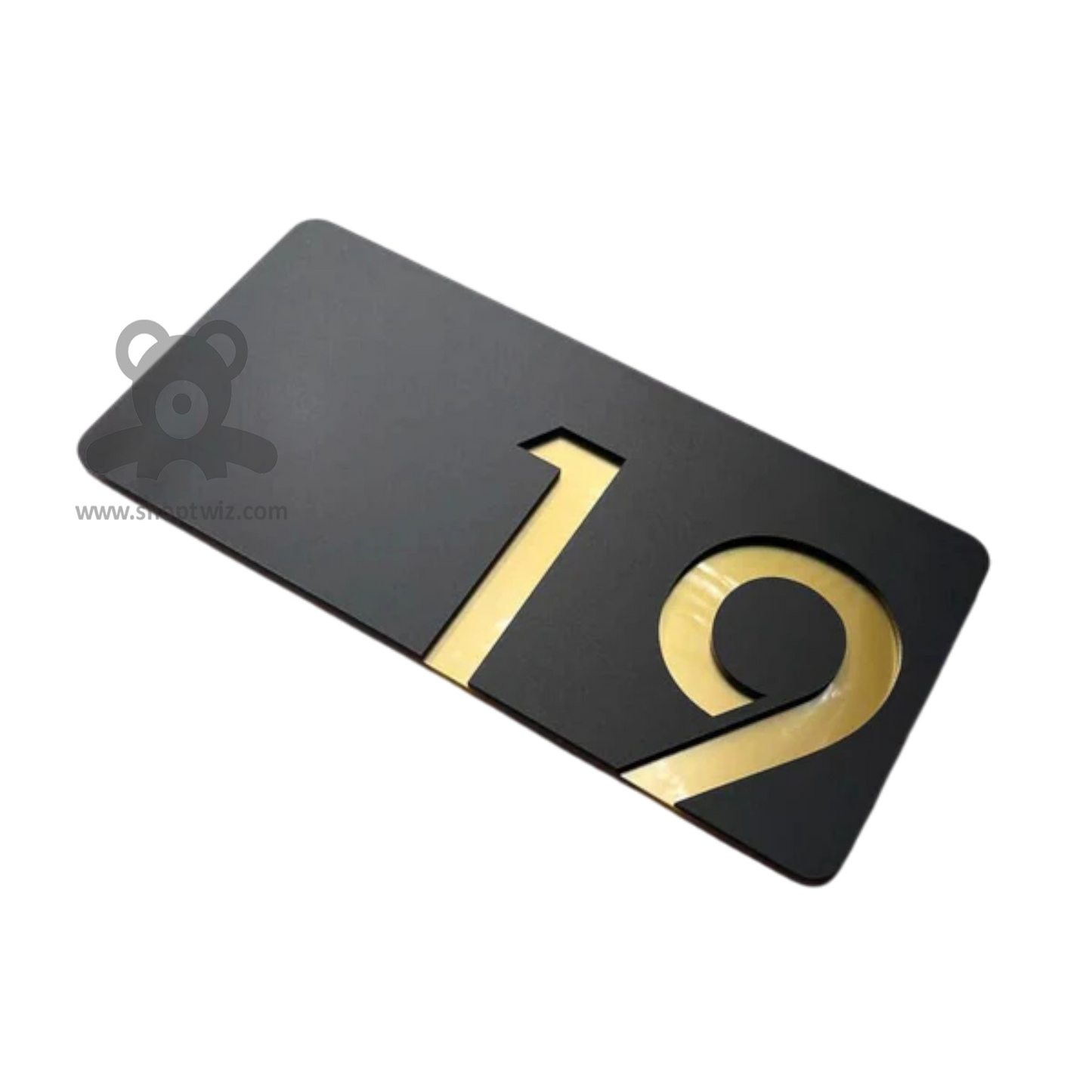 ShopTwiz Rectangle Golden And Black Acrylic Name Plate for House and Office