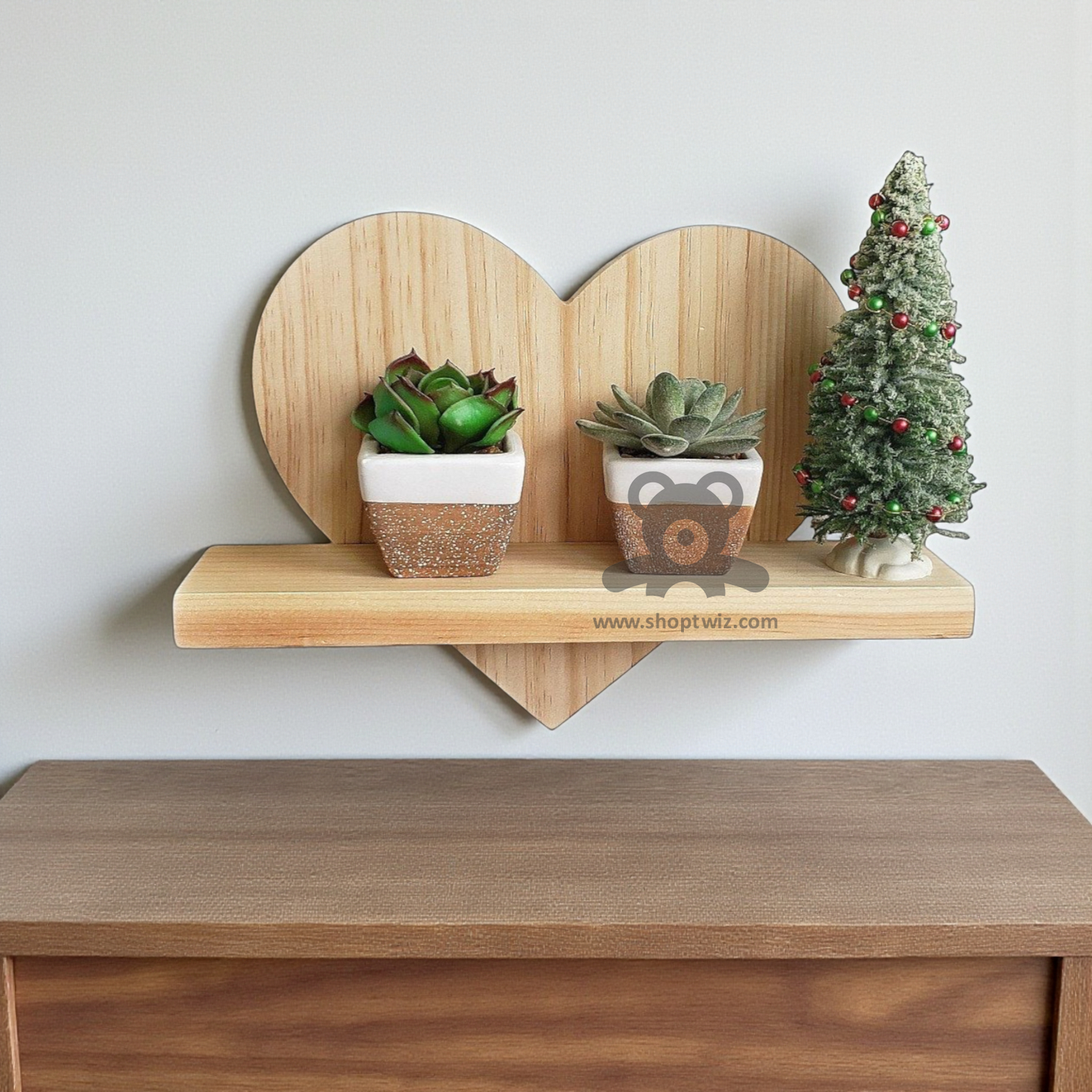 ShopTwiz Wooden Heart Style Pot Stand for House