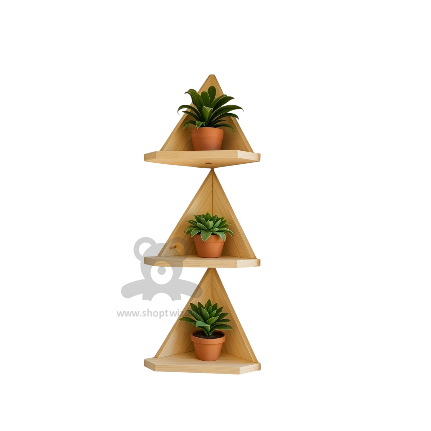 ShopTwiz Wooden Triangle Pot Stand Design