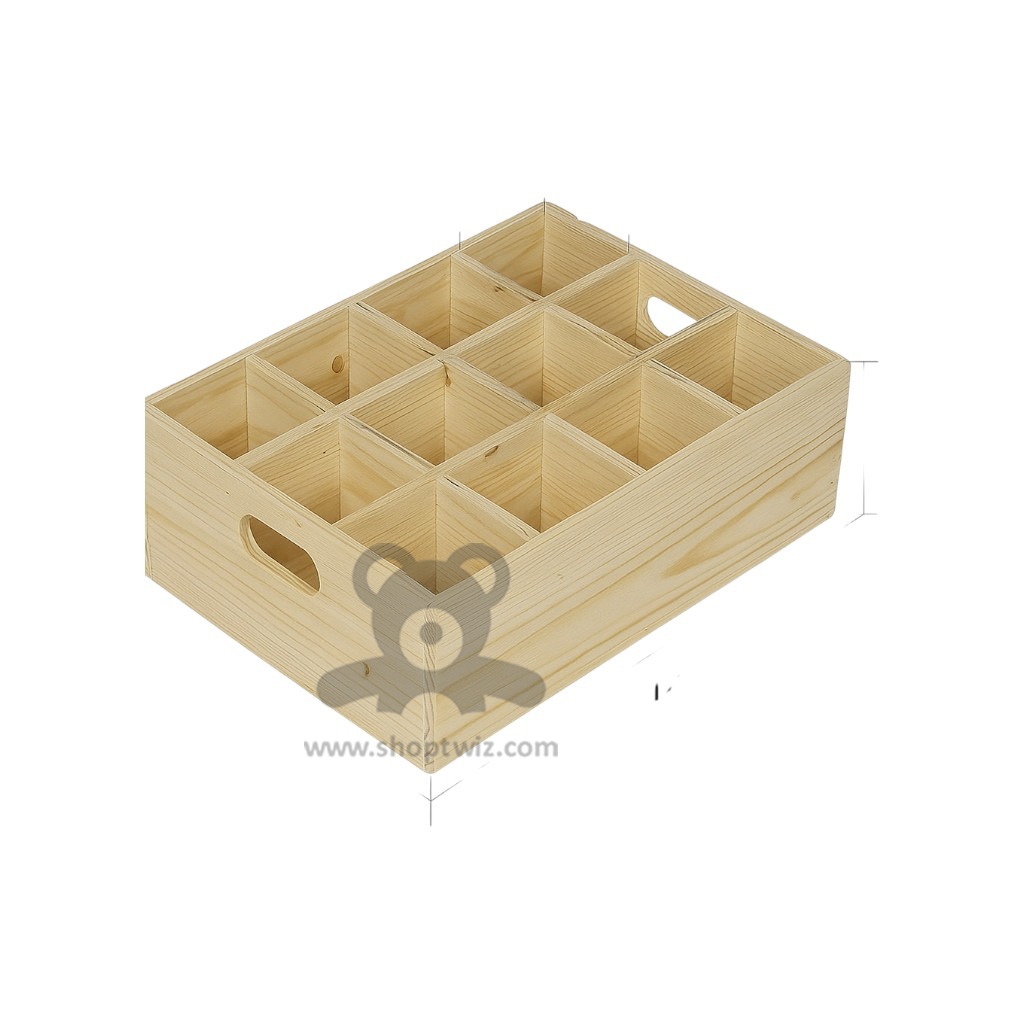 ShopTwiz Wooden Tray 12 Box Kitchen
