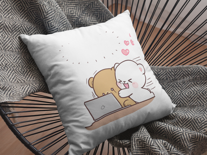 Mocha Bear Printed Cushion