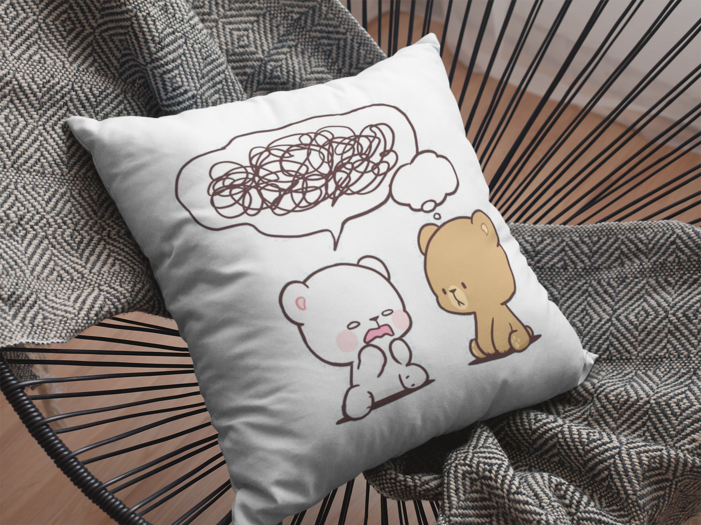 Mocha Bear  Printed Cushion