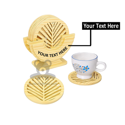 ShopTwiz Customized Wooden Coasters Set – Personalize with Logo or Name | Elegant Corporate Gift