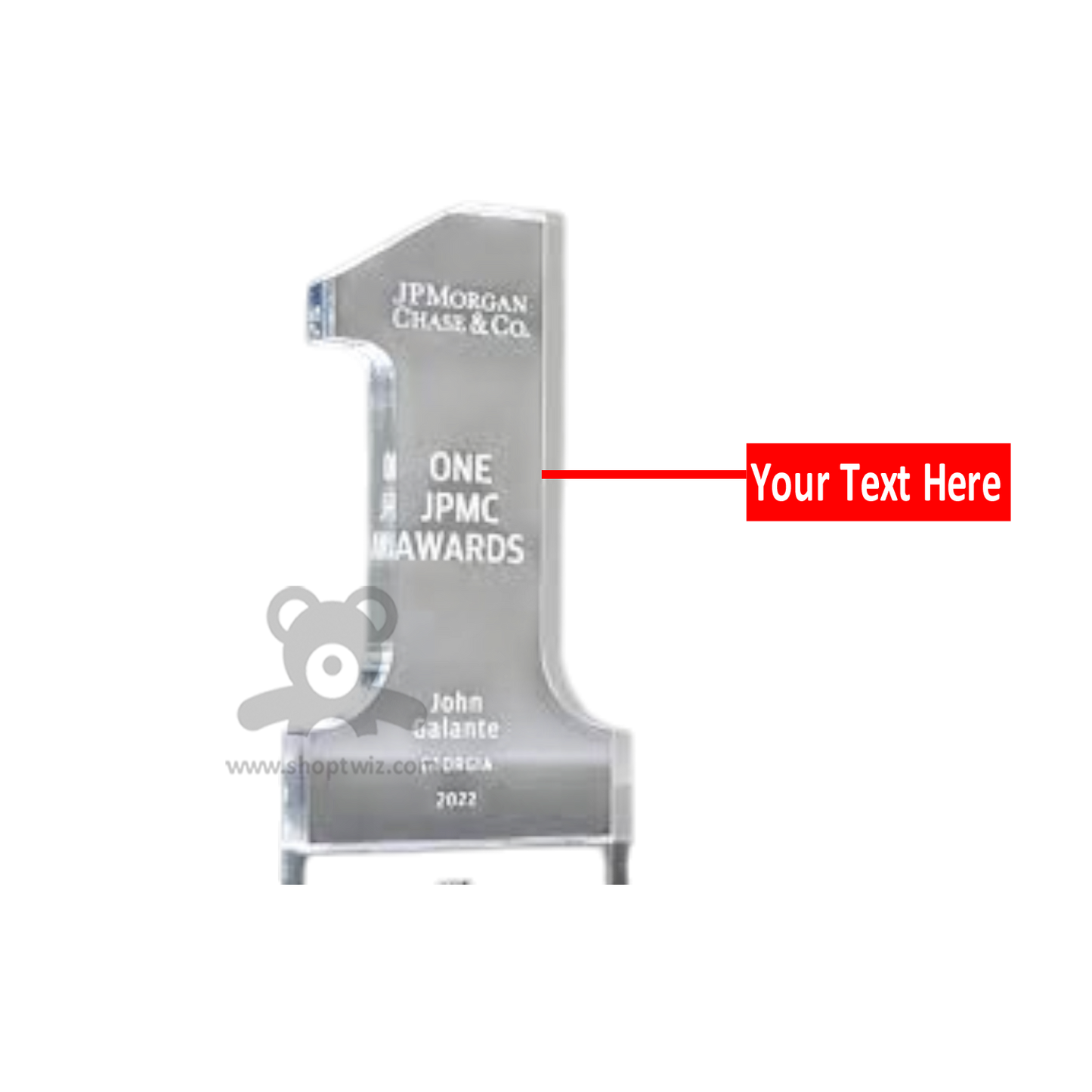 ShopTwiz Customized Number Acrylic Award – Personalize with Logo or Name | Elegant Corporate Recognition Gift