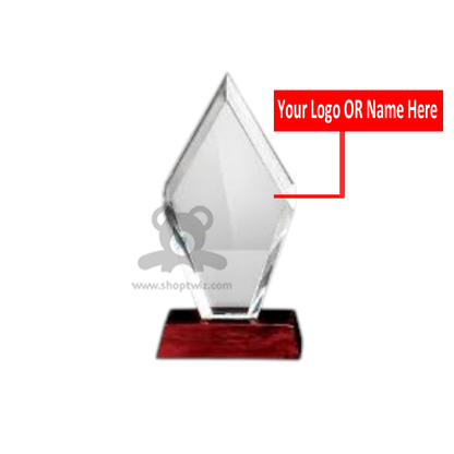 ShopTwiz Customized Crystal Glass Trophy – Personalized Logo & Name Corporate Gift