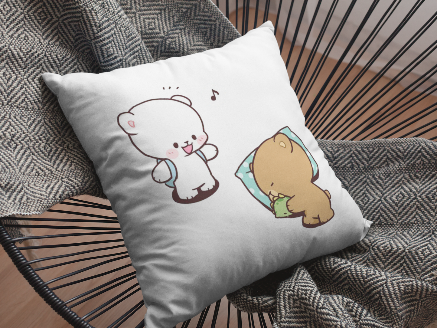 Mocha Bear Printed Cushion