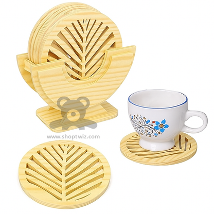 ShopTwiz Wooden Coaster Set (6 Pcs) for Office, Kitchen, Hotels