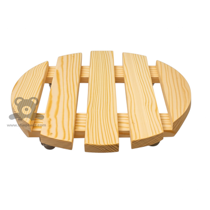 ShopTwiz Wooden Flower Pot Stand with Wheel (Round)