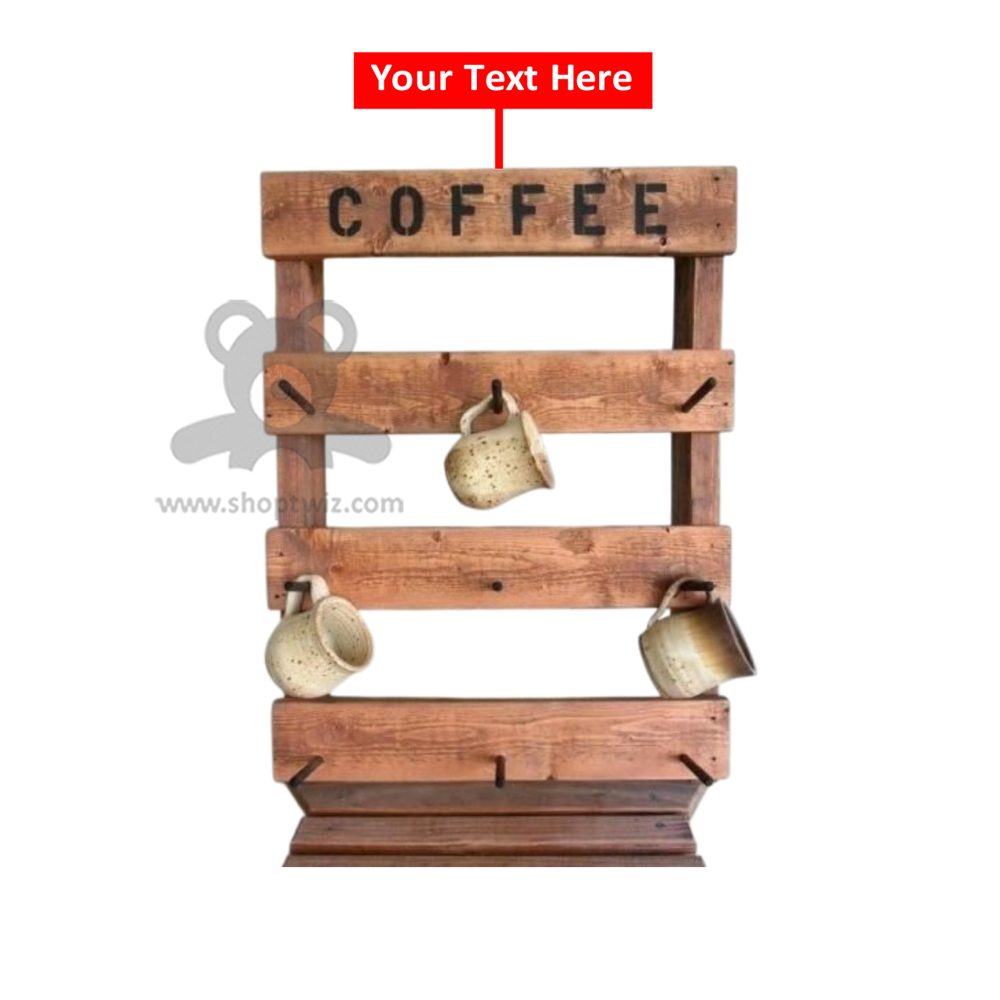 ShopTwiz Customized Wooden Coffee Stand – Personalize with Logo or Name | Elegant Corporate Gift