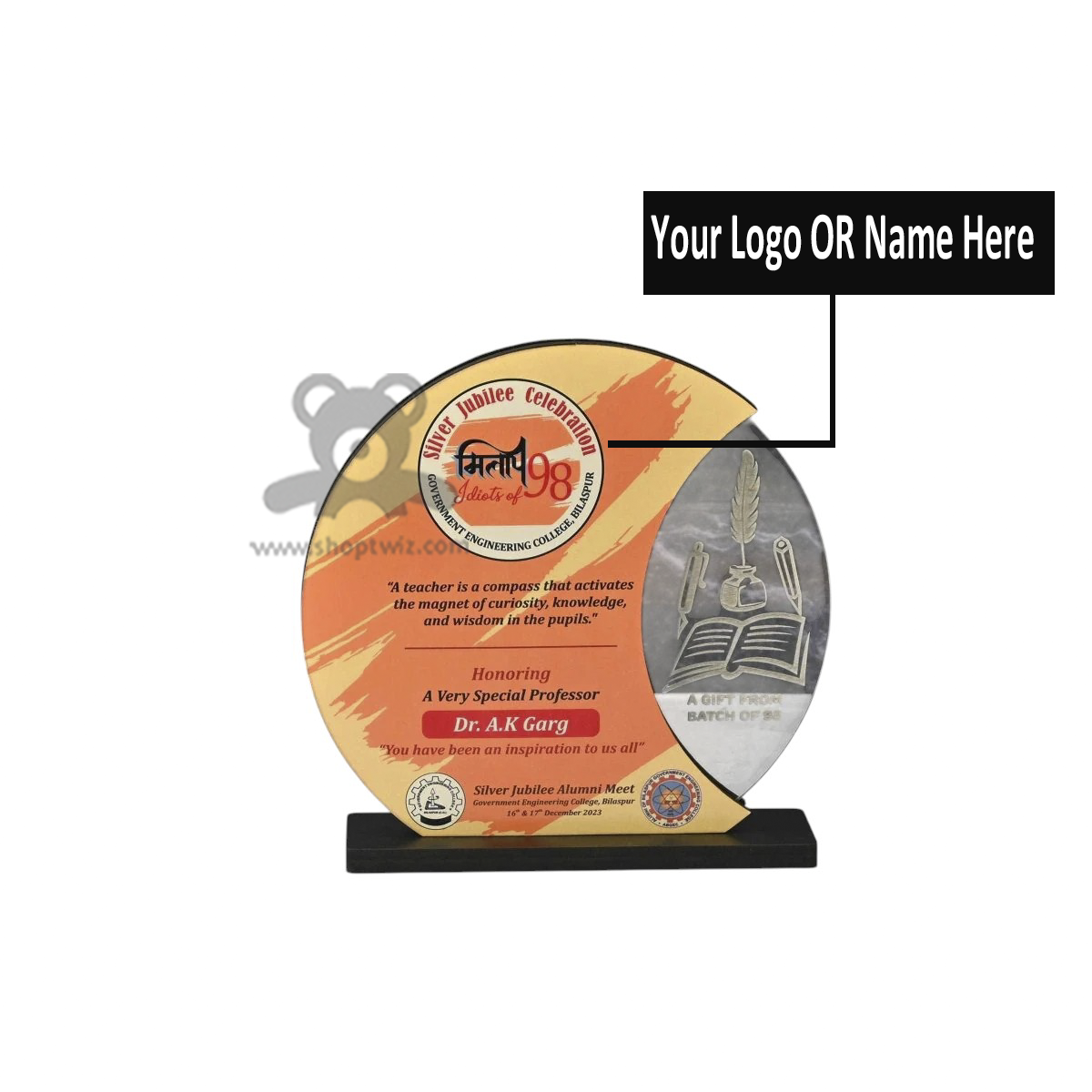 ShopTwiz Customized Wooden Classy Memento – Personalized Logo & Name Corporate Gift