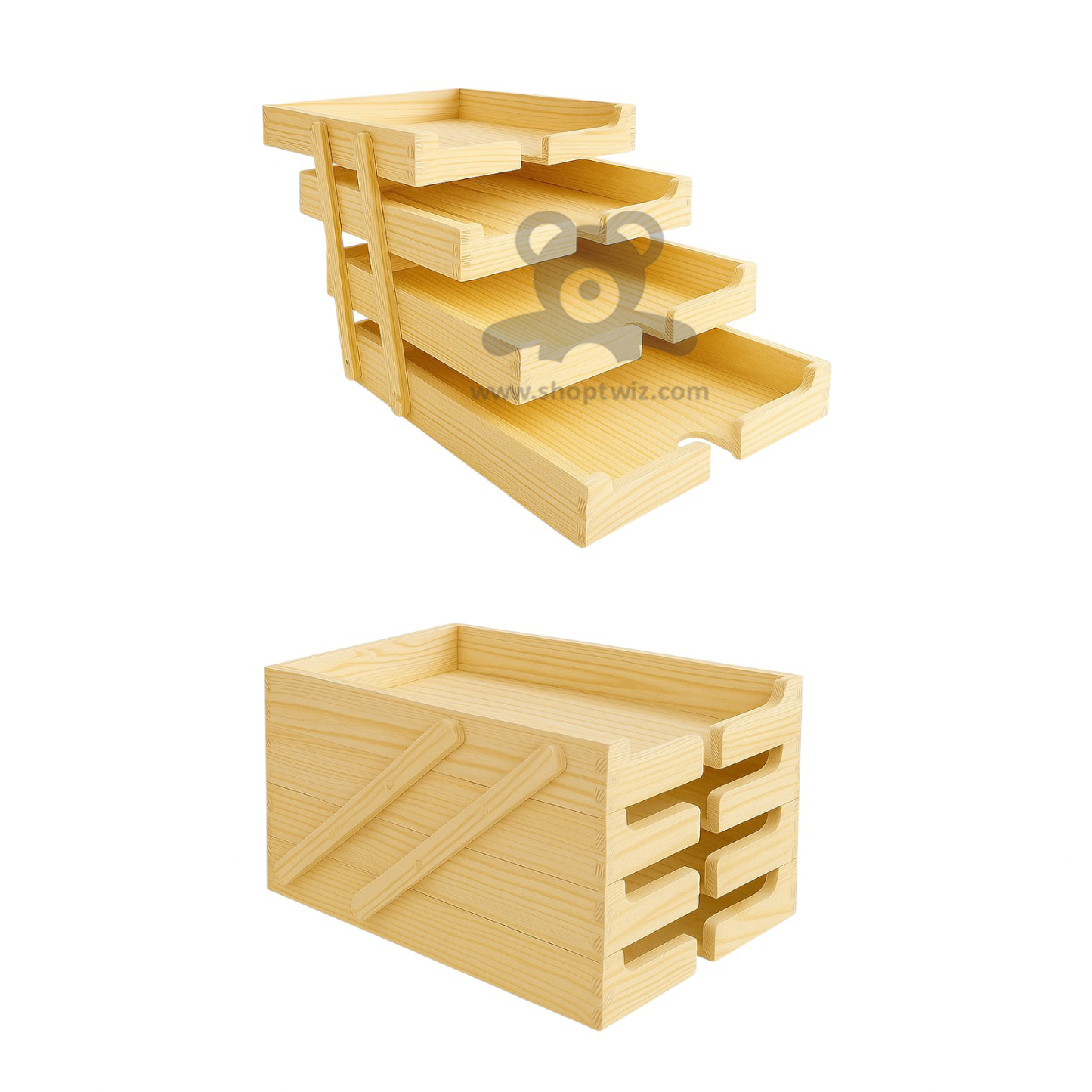 ShopTwiz Wooden Basket 4-Box Set for Kitchen