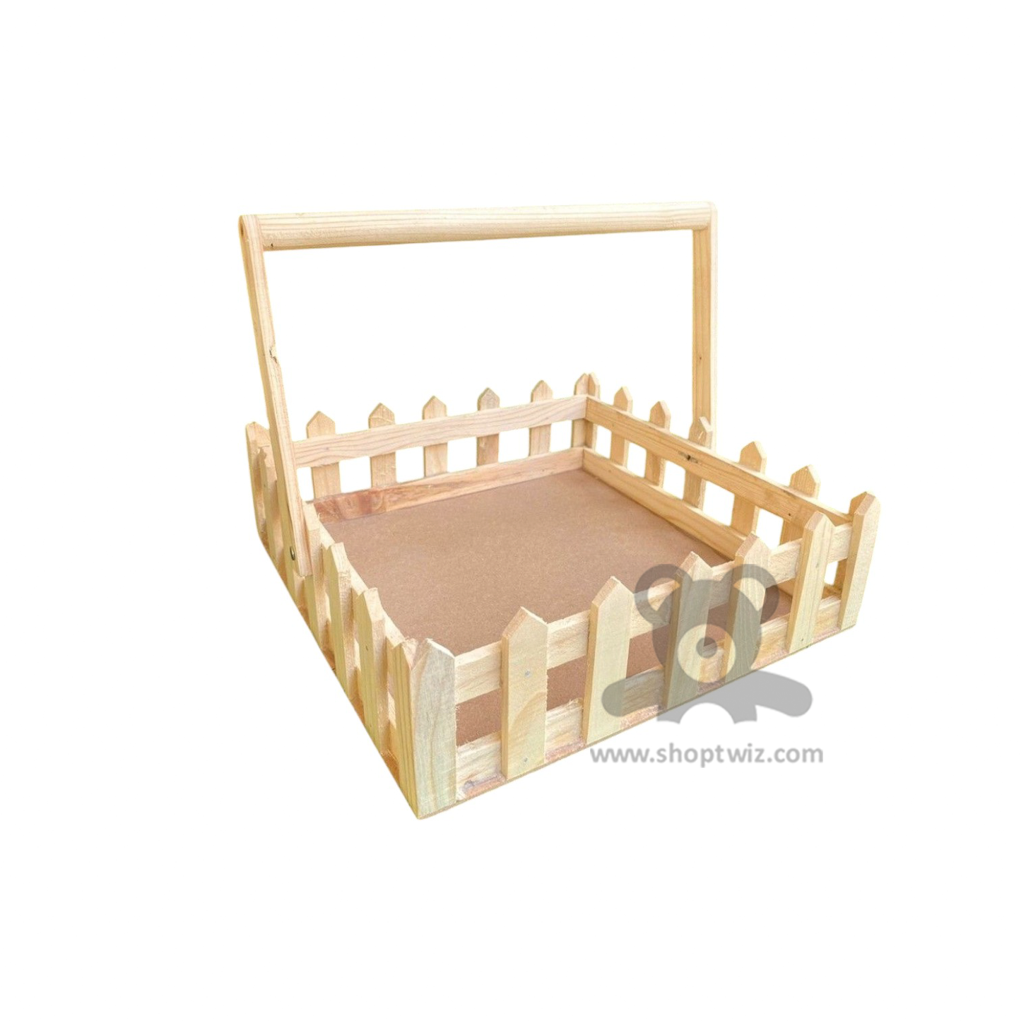 ShopTwiz Wooden Basket with Handle for Garden