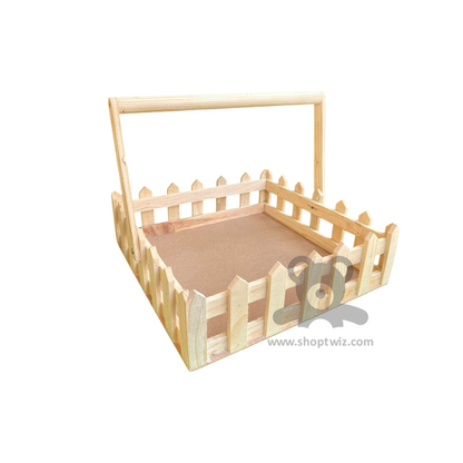 ShopTwiz Wooden Basket with Handle for Garden