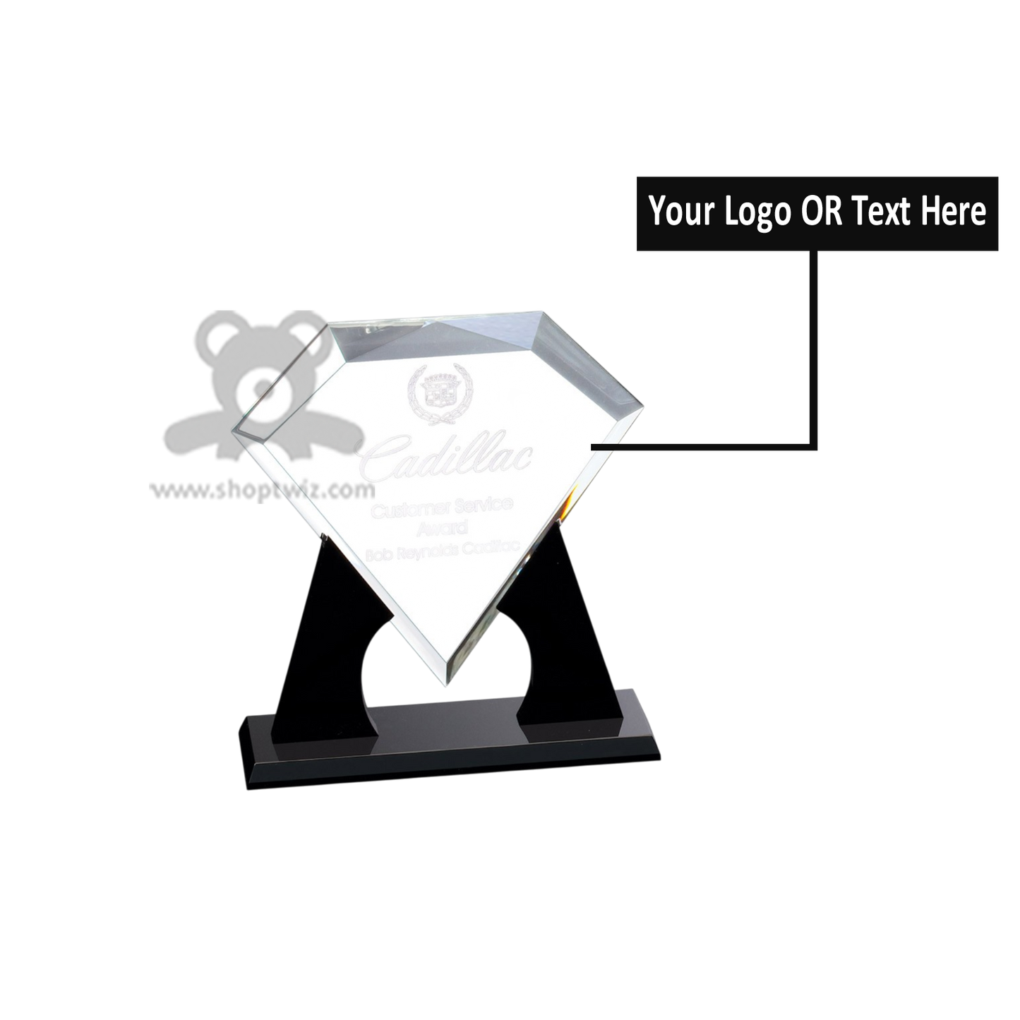 ShopTwiz Customized Diamond-Shaped Trophy – Personalized Logo & Name Corporate Gift