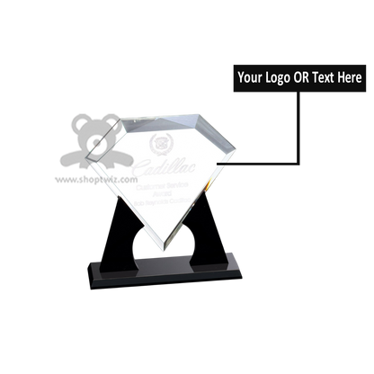 ShopTwiz Customized Diamond-Shaped Trophy – Personalized Logo & Name Corporate Gift