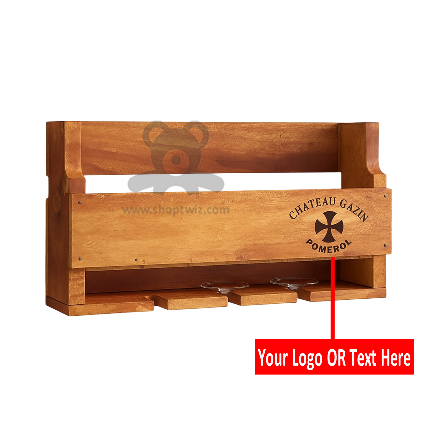 ShopTwiz Customized Wooden Wine Rack – Personalize with Logo or Name | Elegant Corporate Gift