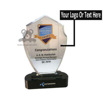 ShopTwiz Customized Crystal Trophy – Personalized Logo & Name Corporate Gift